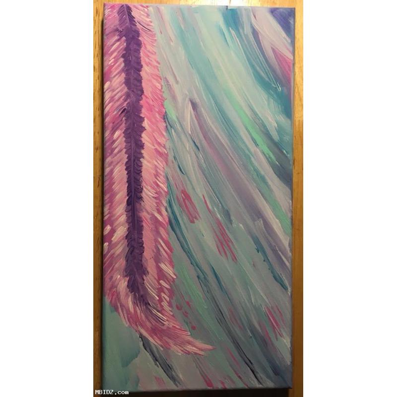 7x14 Dimensional Canvas Feather Painting