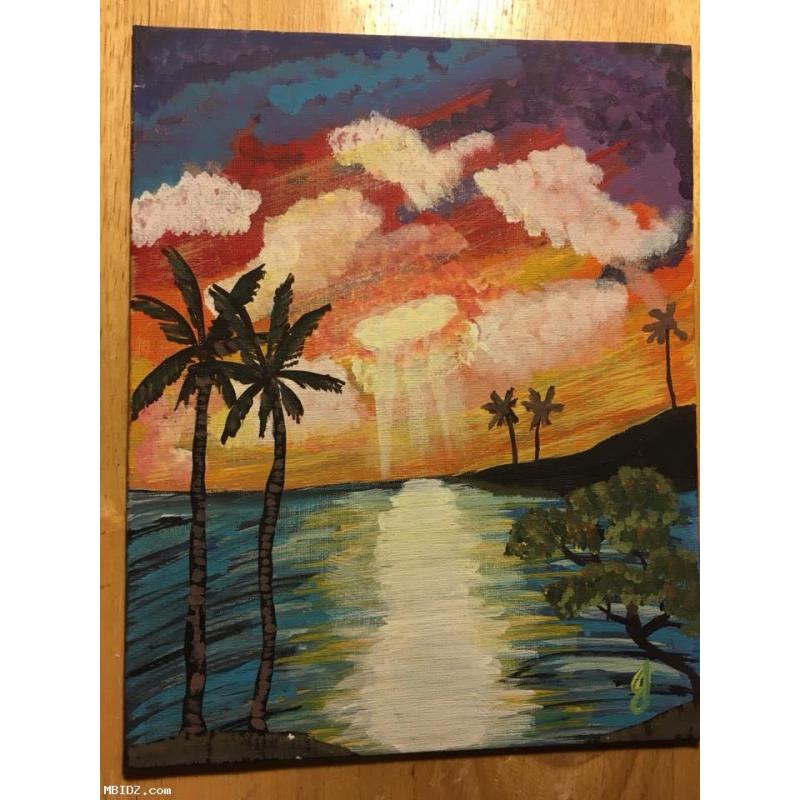 8x10 Flat Canvas Tropical Waters Painting