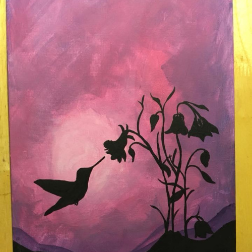 9x12 Flat Canvas Hummingbird Painting