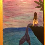 9x12 Flat Canvas Mermaid Painting