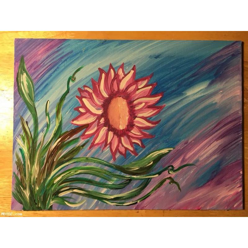 9x12 Flat Canvas Large Flower Painting