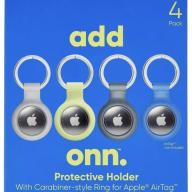 Add Onn. 4pk Pouch style Holders with Carabiner-Style Ring for Apple AirTag