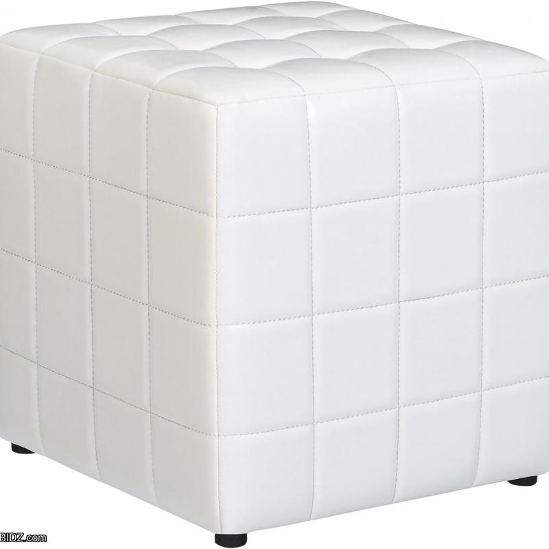 FIRST HILL Altair Square Faux-Leather Ottoman - Moonlight White