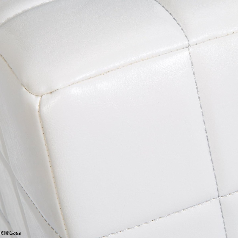 FIRST HILL Altair Square Faux-Leather Ottoman - Moonlight White