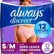 Always Discreet Incontinence Underwear for Women Size Small 32-Count