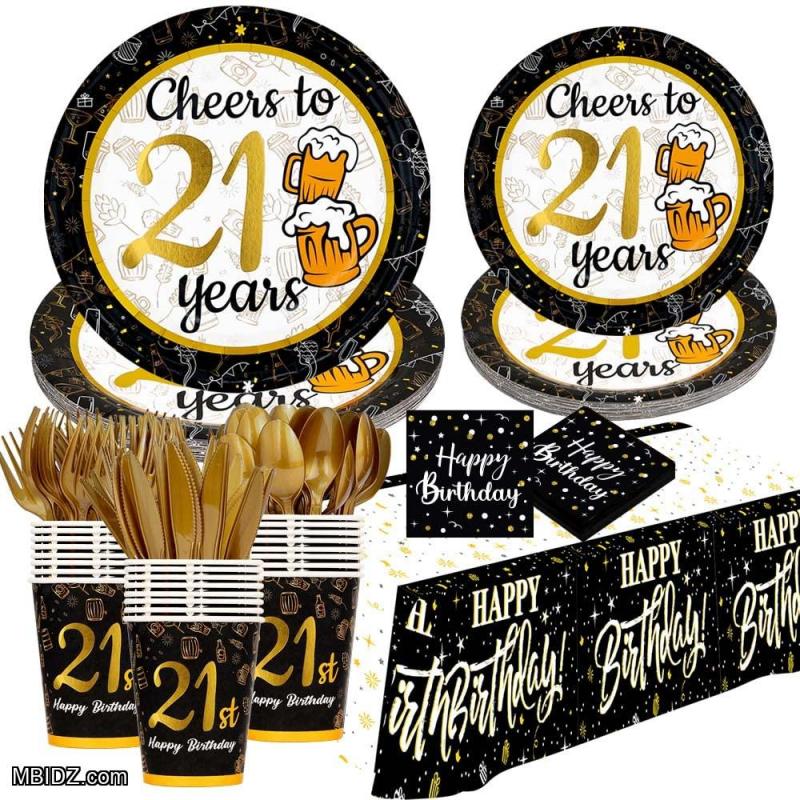 21st birthday plates and napkins party supplies NEW & Sealed (Serves 24)
