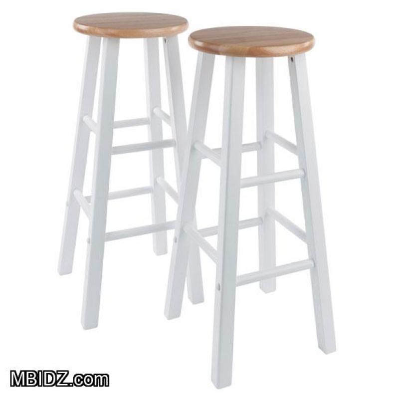Winsome Element 2-Pc Square Leg Bar Stool Set, Natural and White