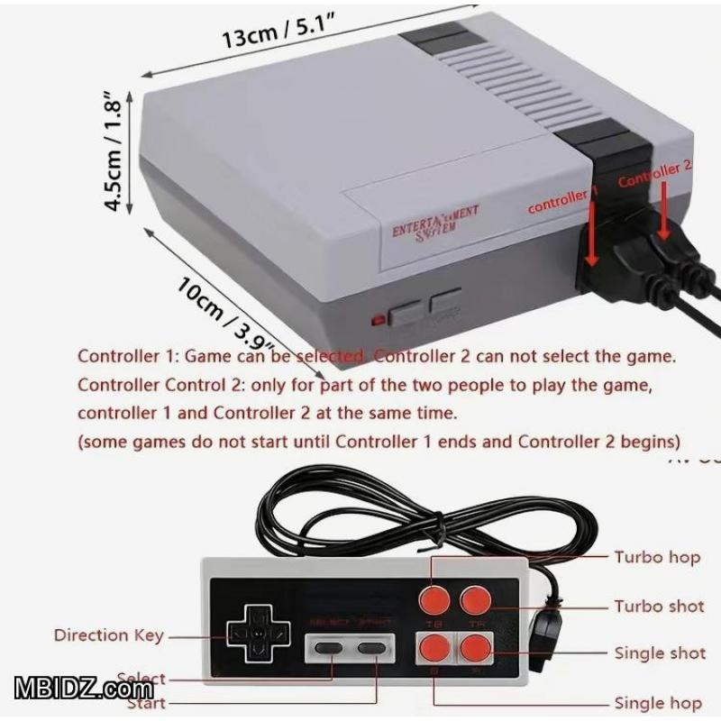Retro Game Console With 2 Controllers, 256 mb Fully Loaded