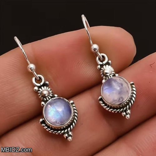 Moonstone Long Drop Dangle Earrings