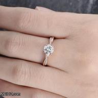 Rose Gold Tone Cubic Zirconia Solitaire Engagement Ring