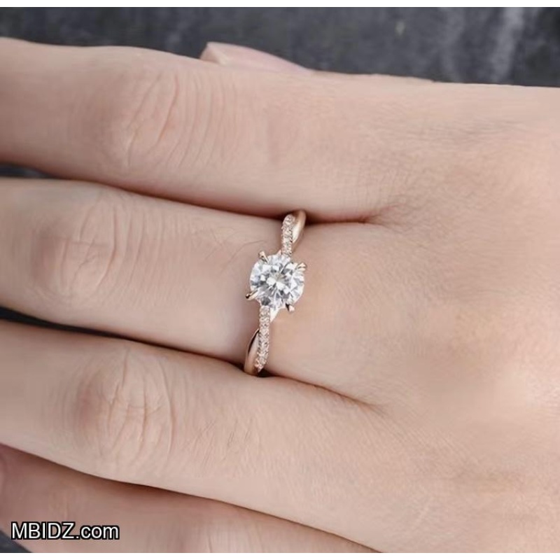 Rose Gold Tone Cubic Zirconia Solitaire Engagement Ring