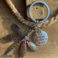Vintage Multicolored Dragonfly Keychain