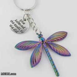Vintage Multicolored Dragonfly Keychain