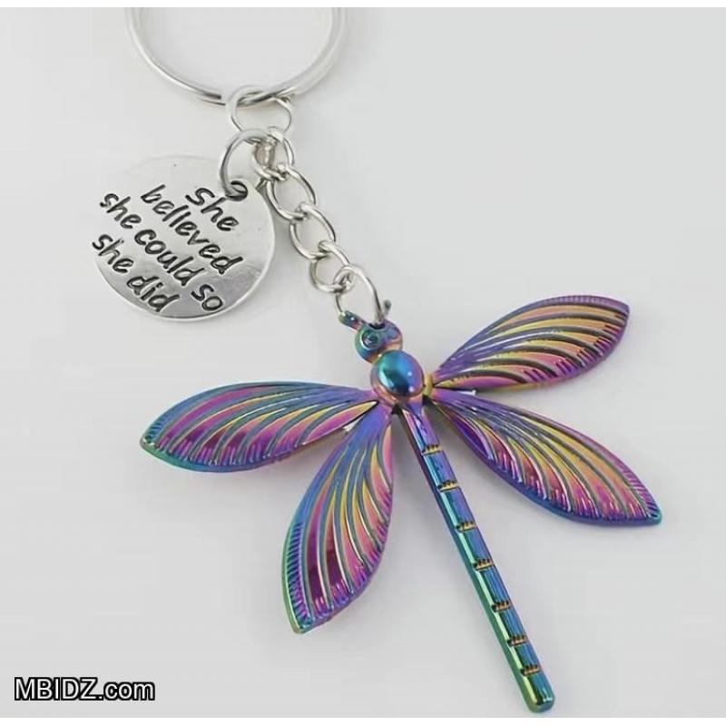 Vintage Multicolored Dragonfly Keychain