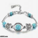 Gorgeous VintageSilver Butterfly Bracelet with Natural Turquoise