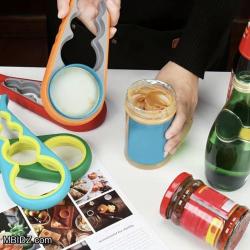 Can, Jar, Bottle, Lid Opener Multifunctional 4-in-1 Manual Kitchen Tool - Green