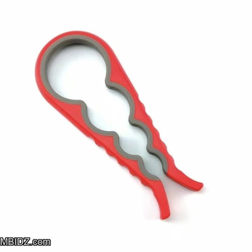 Can, Jar, Bottle, Lid Opener Multifunctional 4-in-1 Manual Kitchen Tool - Red
