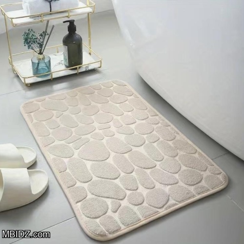 1pc Memory Foam Cobblestone Embossed Bathroom Mat