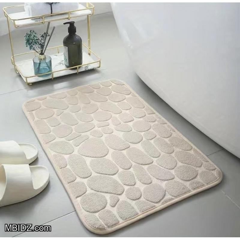 1pc Memory Foam Cobblestone Embossed Bathroom Mat