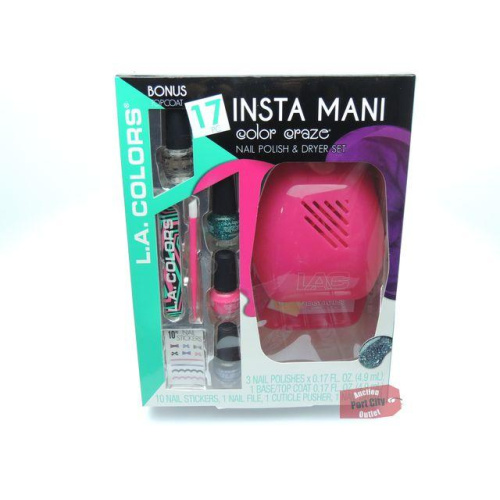 L.A. COLORS 17 piece Insta Mani Color Craze Nail Polish & Dryer Set - NEW