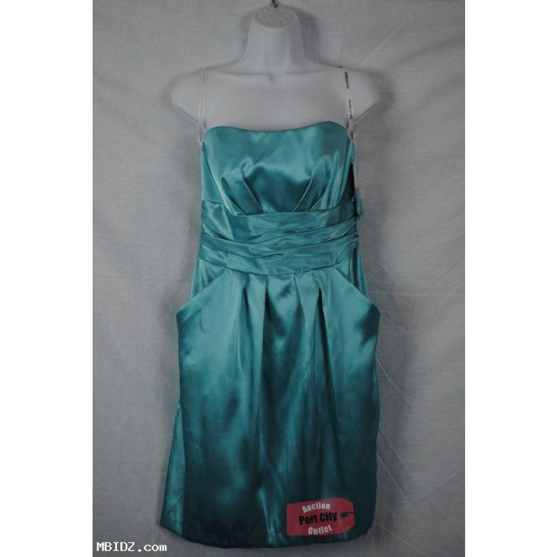 NEW David's Bridal Short Turquoise Strapless Dress Size 8