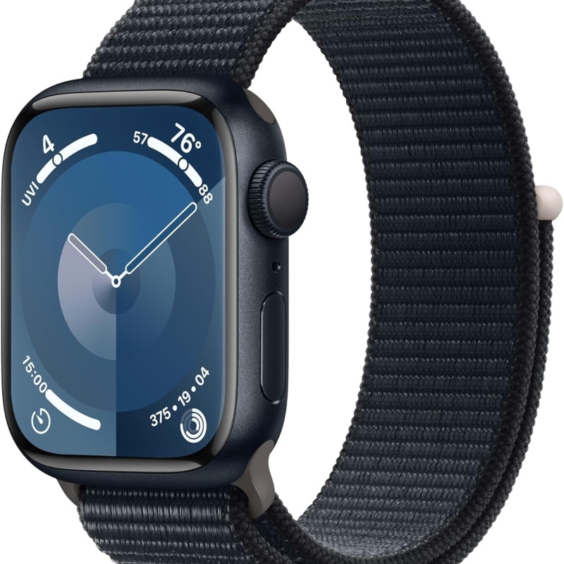 Apple Watch Series 9 [GPS 41mm] Smartwatch with Midnight Aluminum Case with Midnight Sport Loop