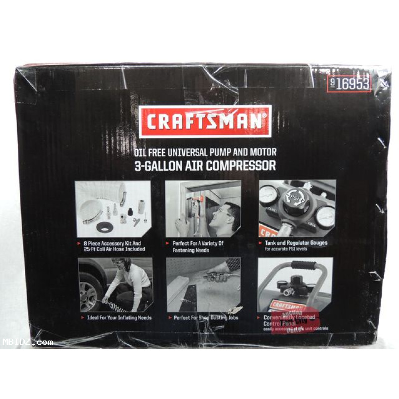 Craftsman 3 Gallon .33HP Oil-Free Air Compressor Plus Accessory Kit 16953 NEW