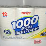 Meijer 12 Roll 1000 Sheet Toilet Tissue