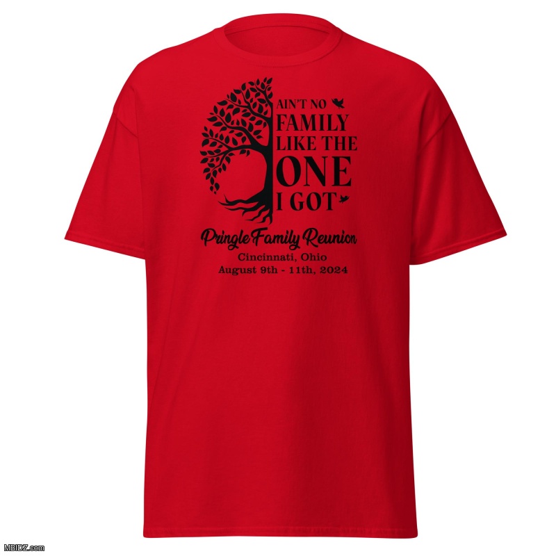 Pringle Family Reunion 2024 - Red Shirt with Black Screen Print