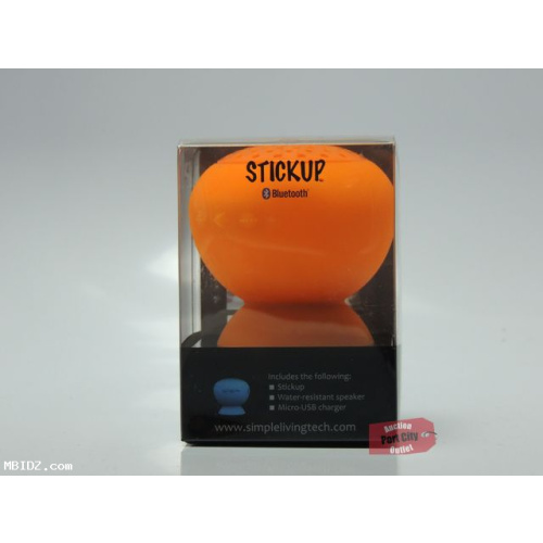 SLT Stickup Silicone Water Resistant Bluetooth Speaker - Orange - New