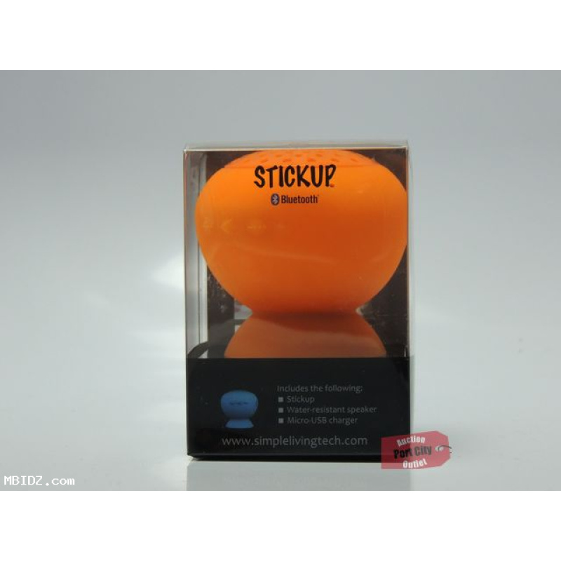 SLT Stickup Silicone Water Resistant Bluetooth Speaker - Orange - New