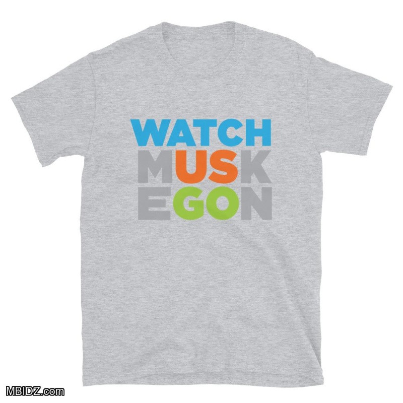 Muskegon - Watch Us Go - Unisex Basic Softstyle T-Shirt | Sport Grey | Gildan 64000