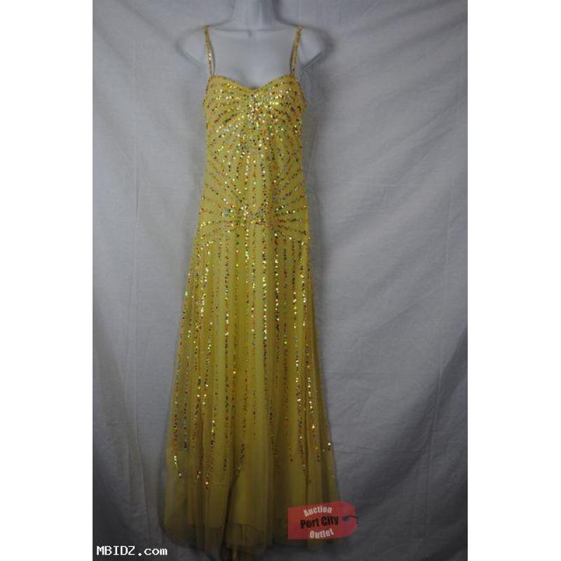 Yellow Full Length Dress With Sequins Size 6